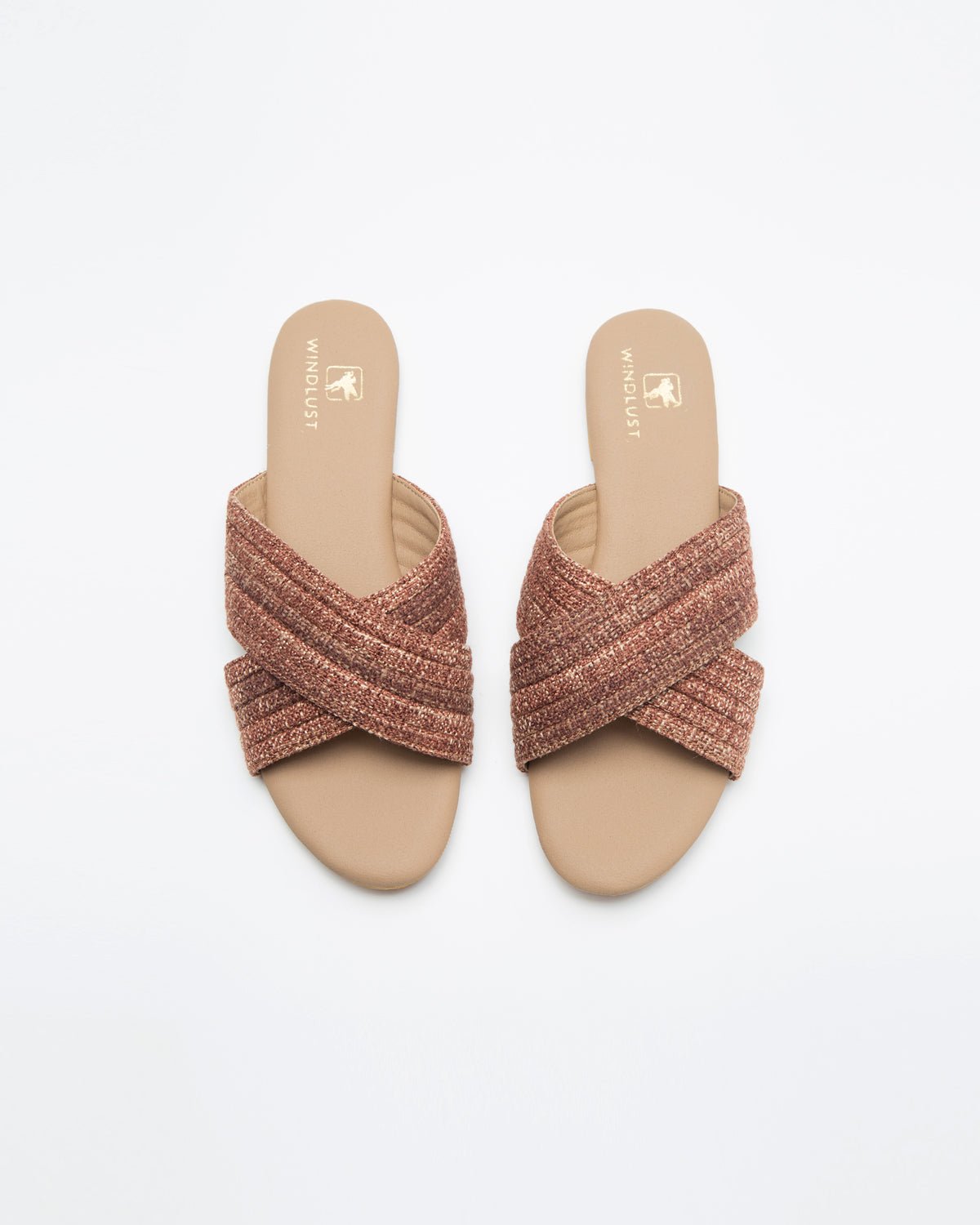Cross-Strapped Beige & Wine Jute Flats - Windlust