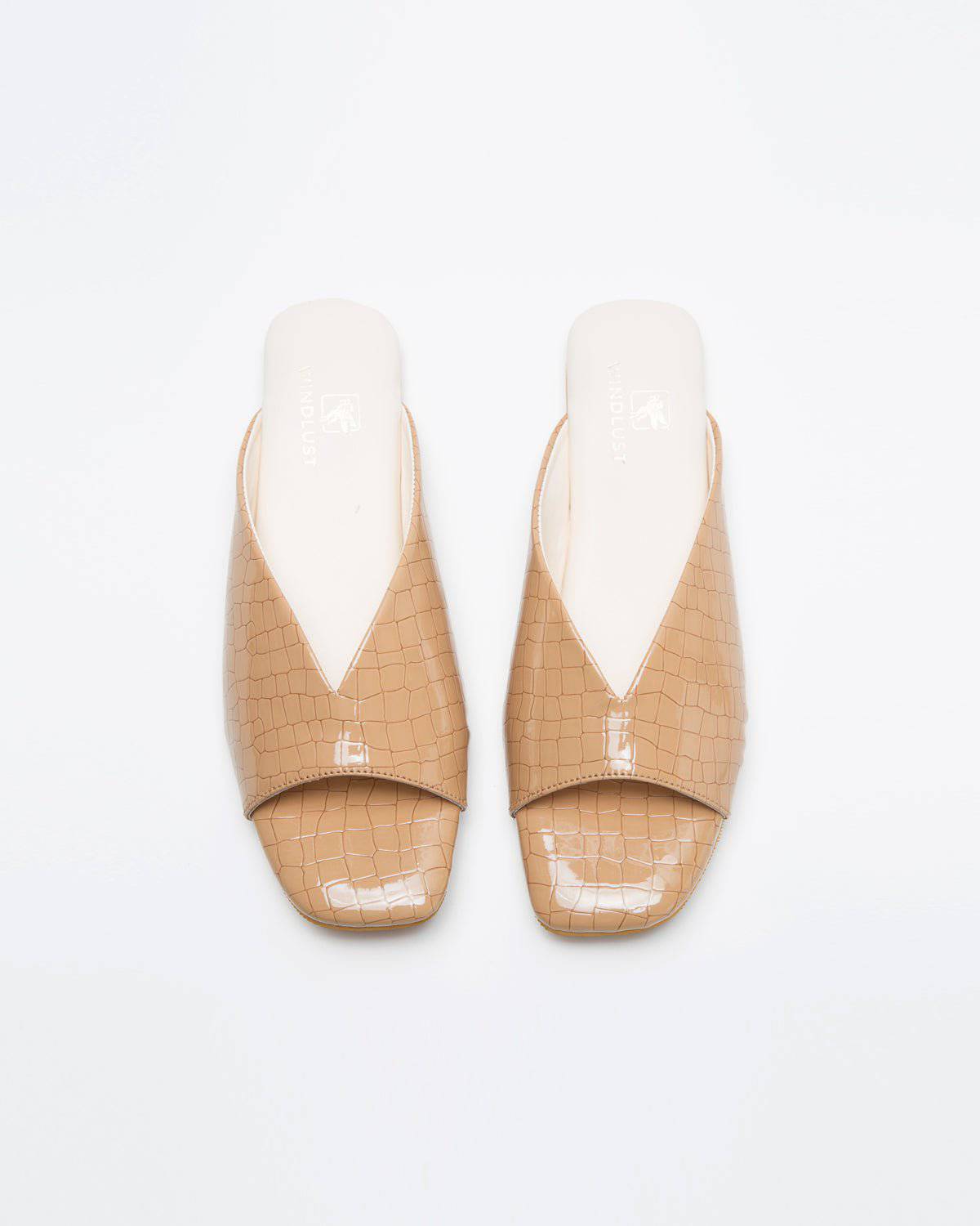 Ergo Croc Leather Pattern Beige Flats