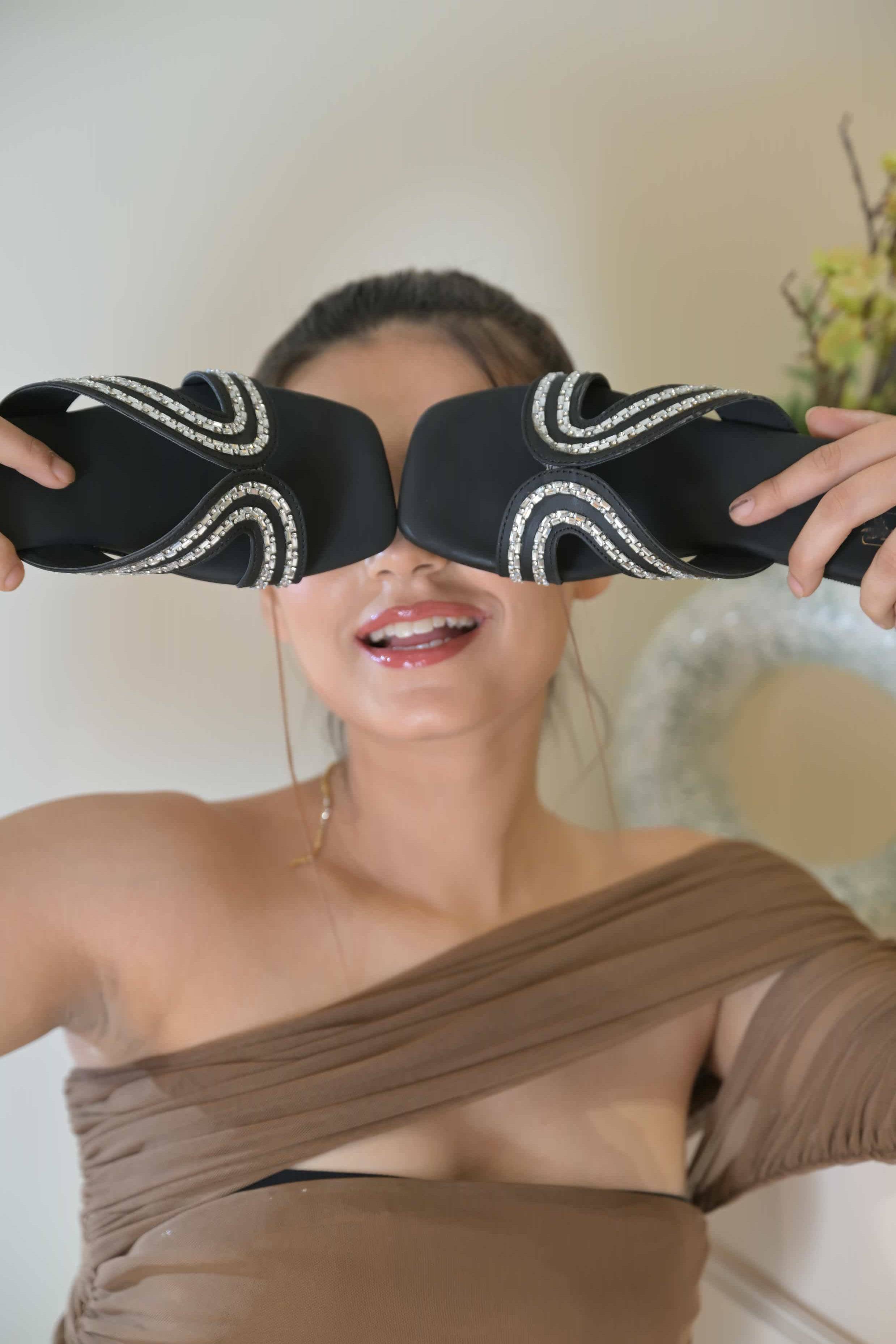 X-Flow Swarovski Embellished Flats - Matte Black - Windlust