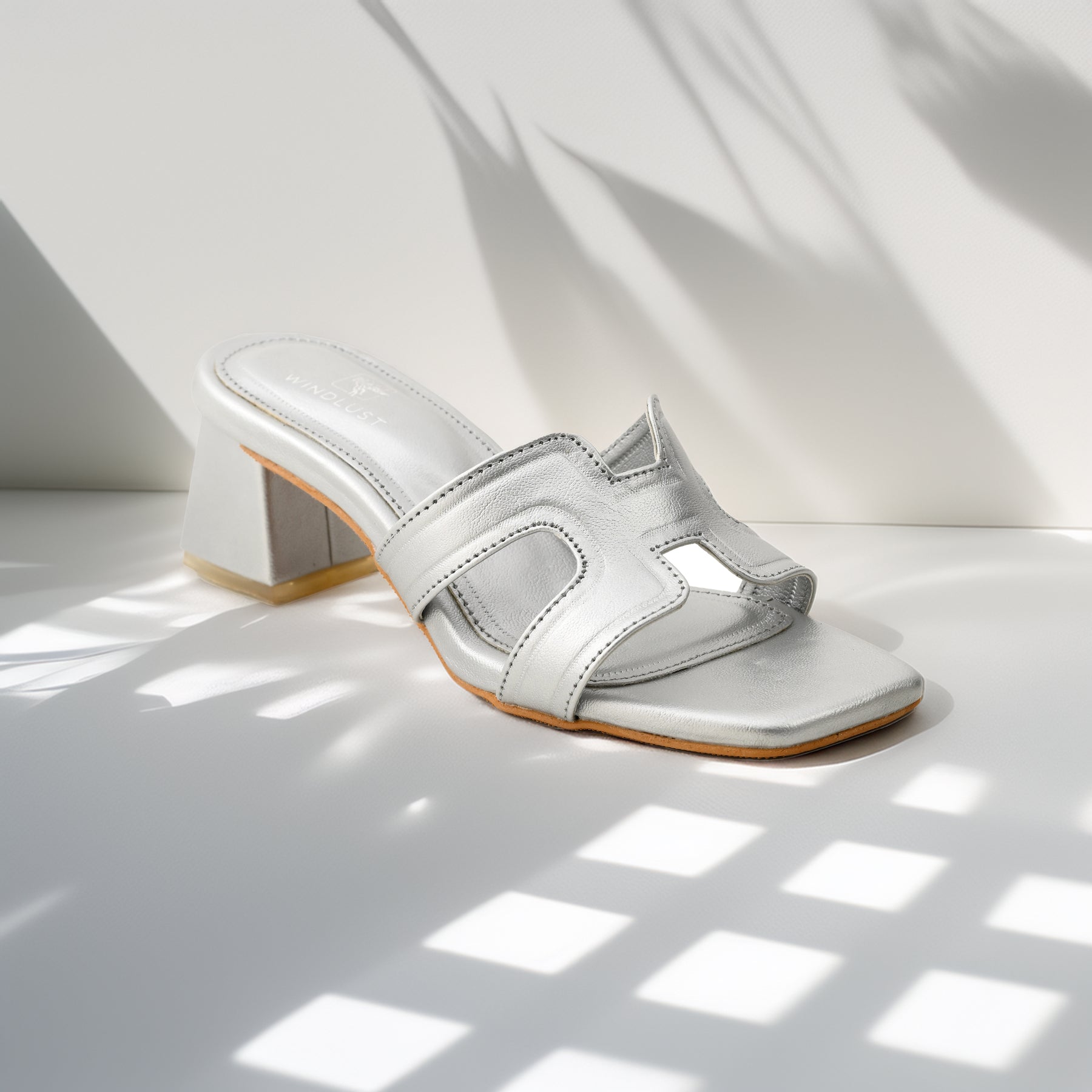 4 Way Cut Solid Heels - Matte Silver