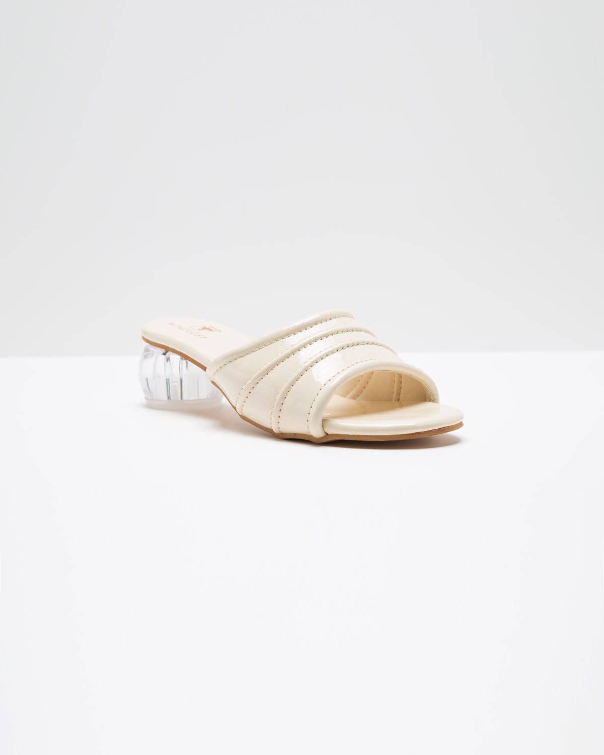 Glossy Pumps with Spherical Heel - Cream
