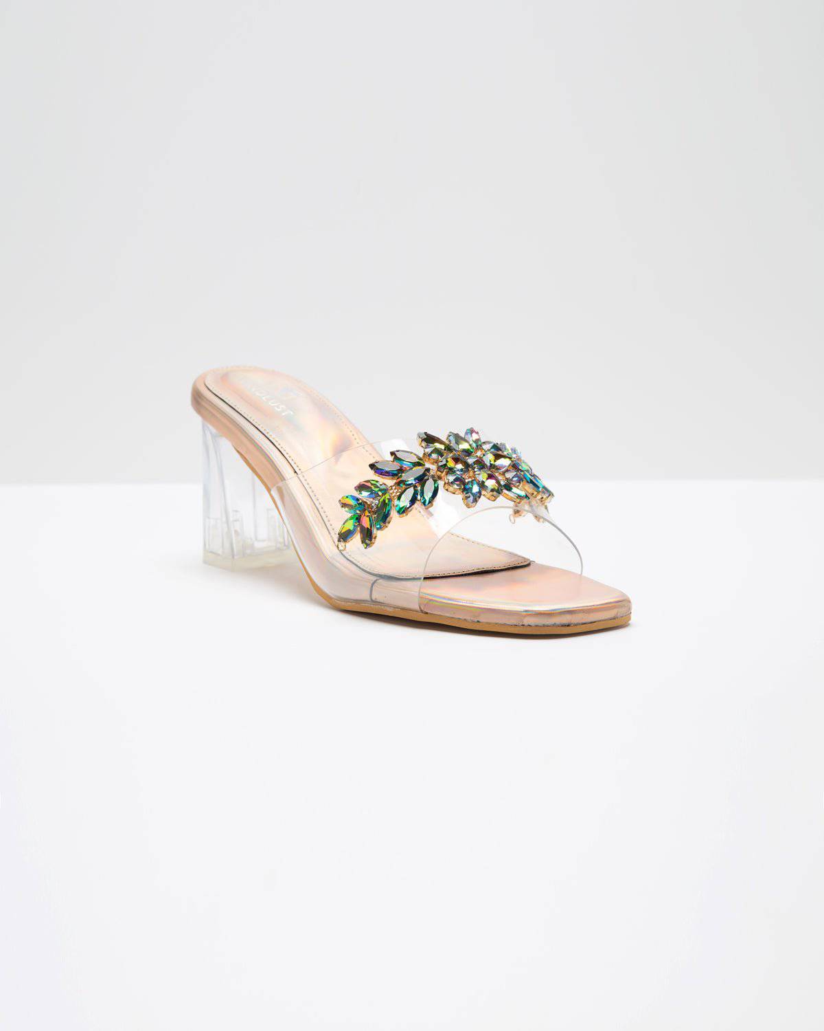 Rainbow Textured Stone Embellisehd Heels - Copper - Windlust