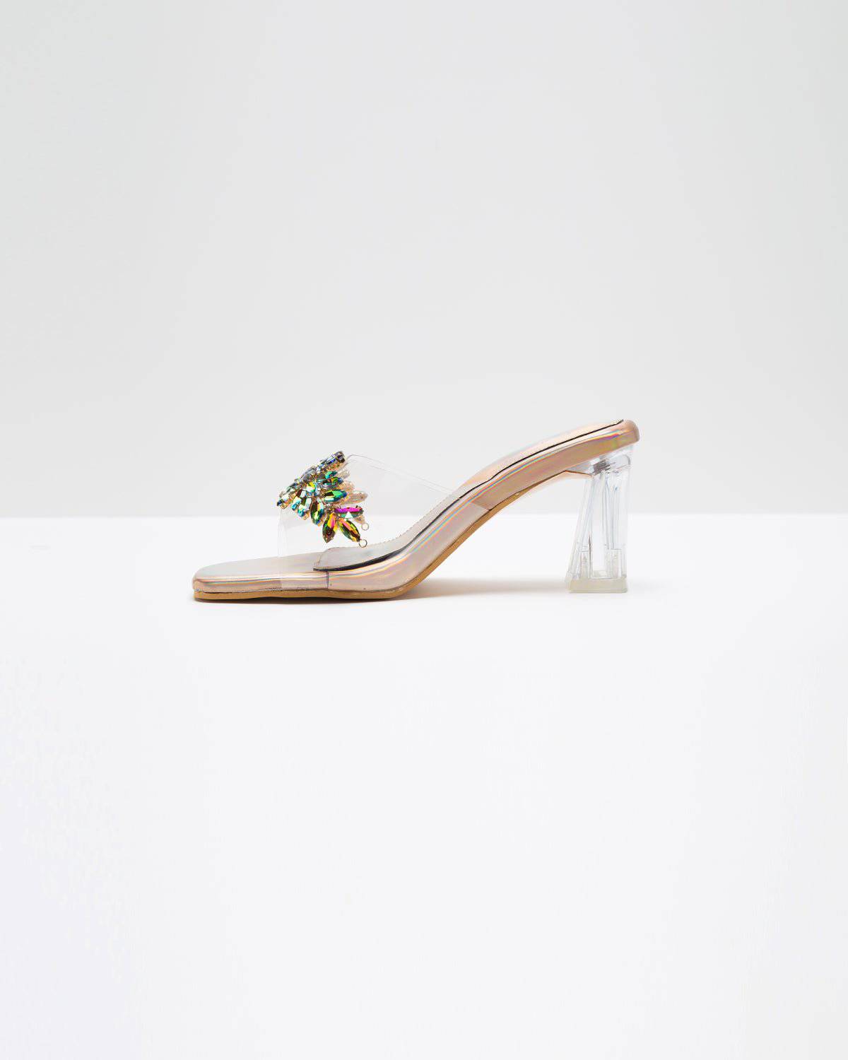 Rainbow Textured Stone Embellisehd Heels - Copper - Windlust