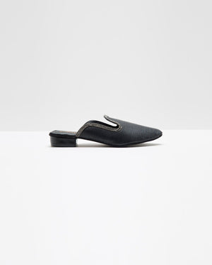 Fine Textured Black Mules