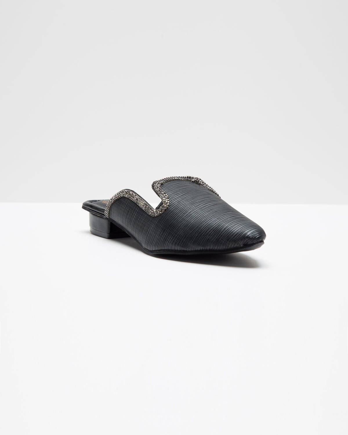Fine Textured Black Mules