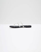 3 Strap Pearl Embellished Black Flats