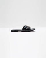 Black Studded T-Shaped Flats