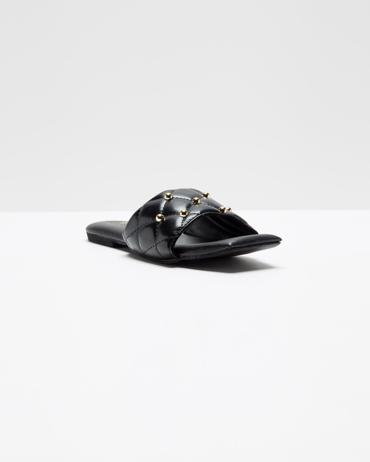Black Studded T-Shaped Flats - Windlust
