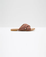 Cross-Strapped Beige & Wine Jute Flats