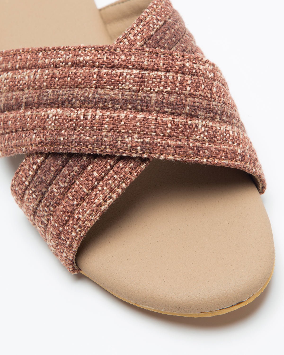 Cross-Strapped Beige & Wine Jute Flats