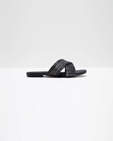 Cross-Strapped Black Jute Flats