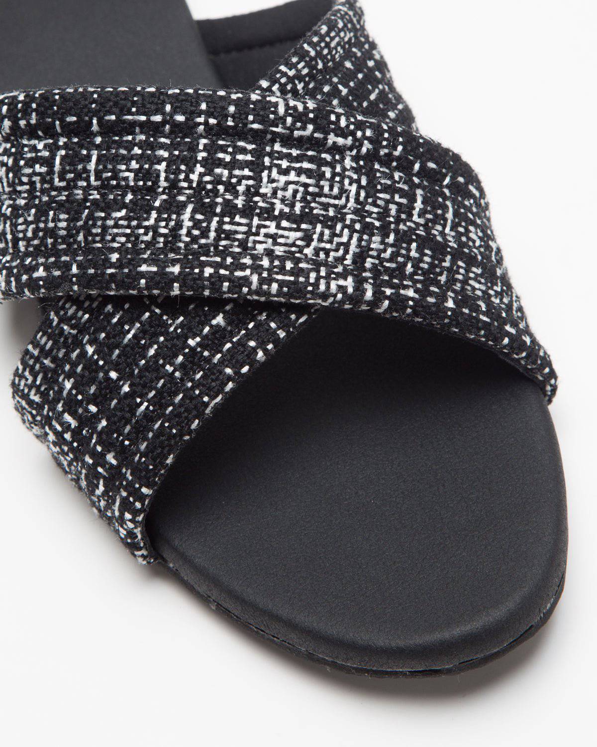 Cross-Strapped Black Jute Flats