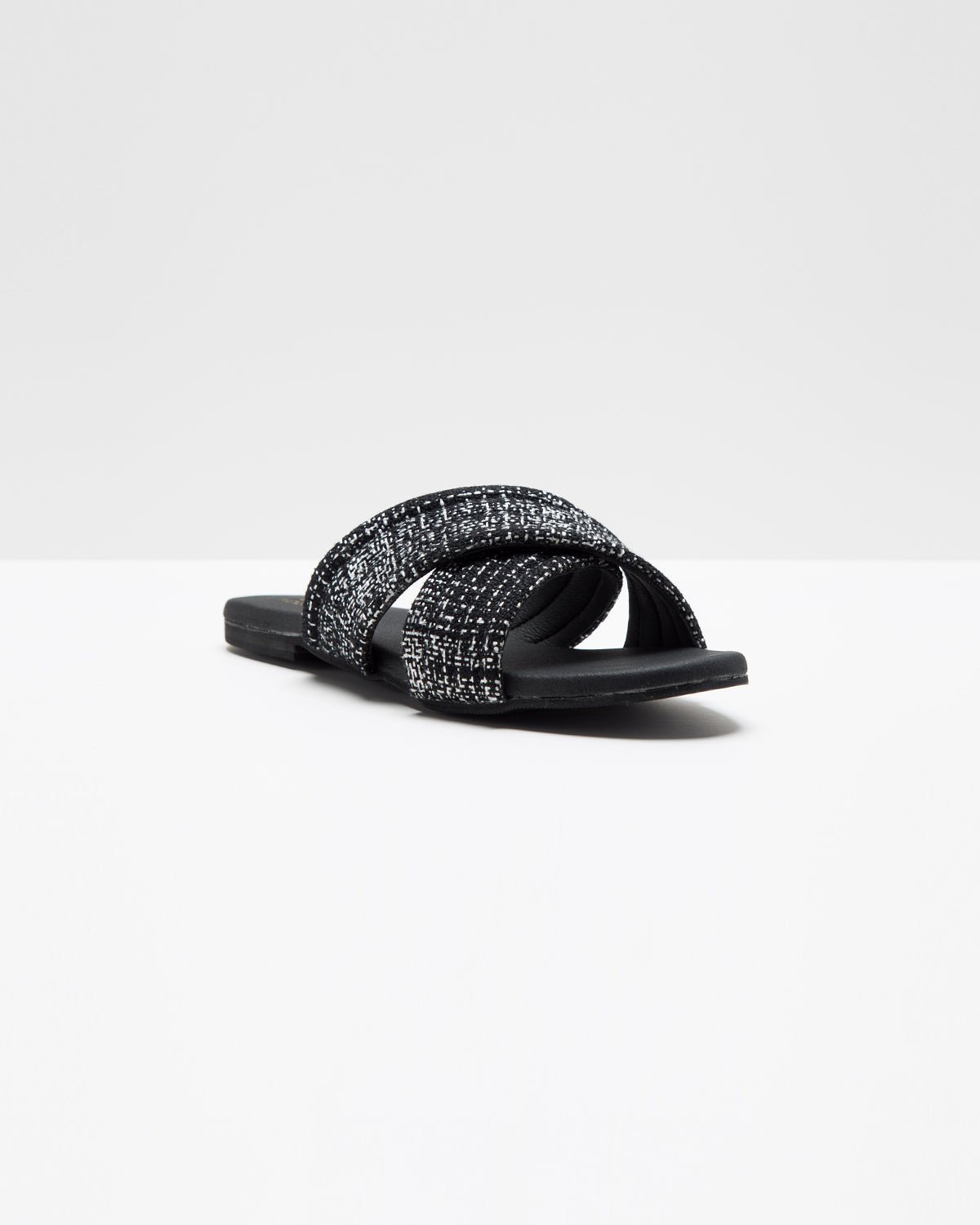 Cross-Strapped Black Jute Flats