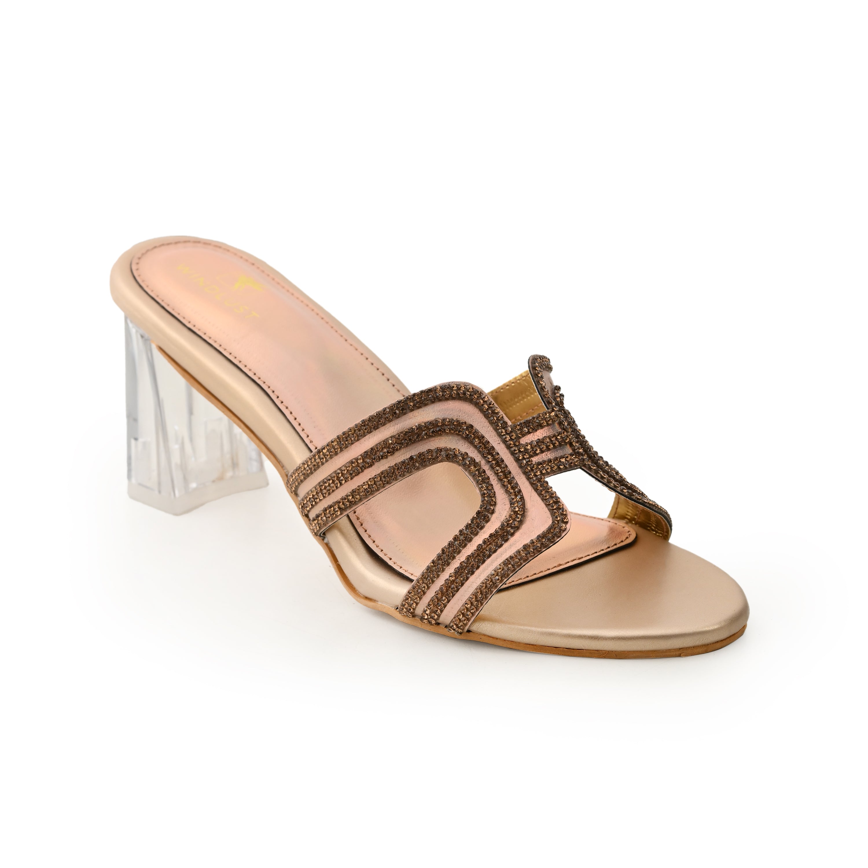 Copper 4-way cut heels by Windlust featuring stylish heel design and classic craftsmanship.