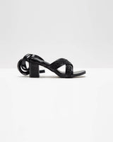 Cross Strapped Embellished Lace-Up Heels - Black