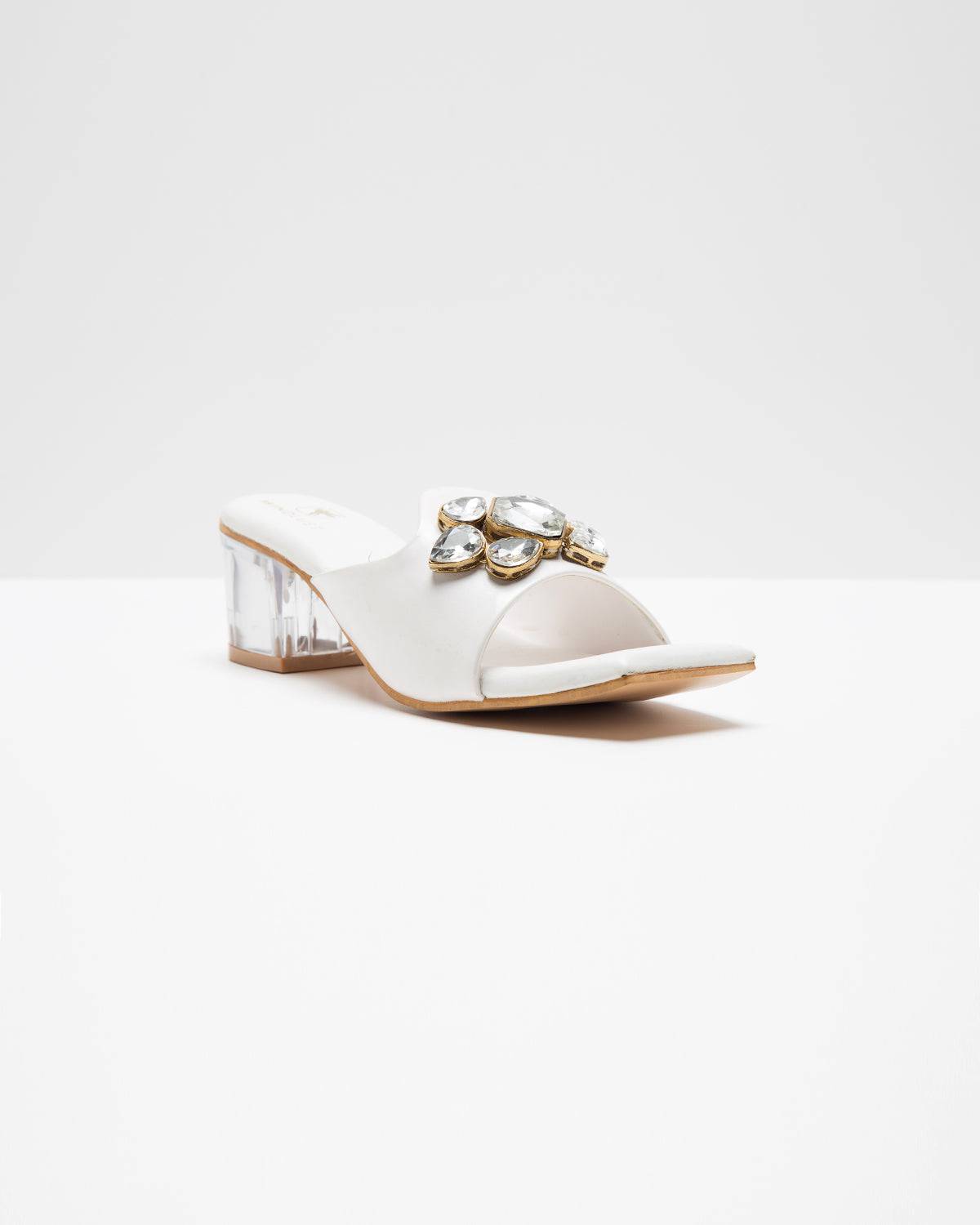 Jewel Up Heels - White