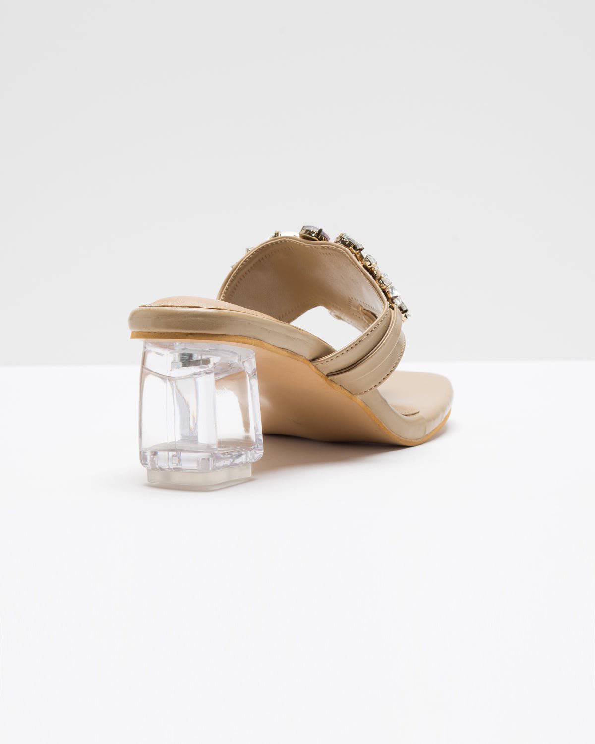 Kohlapuri Stone Embellished Heels - Nude Shade - Windlust