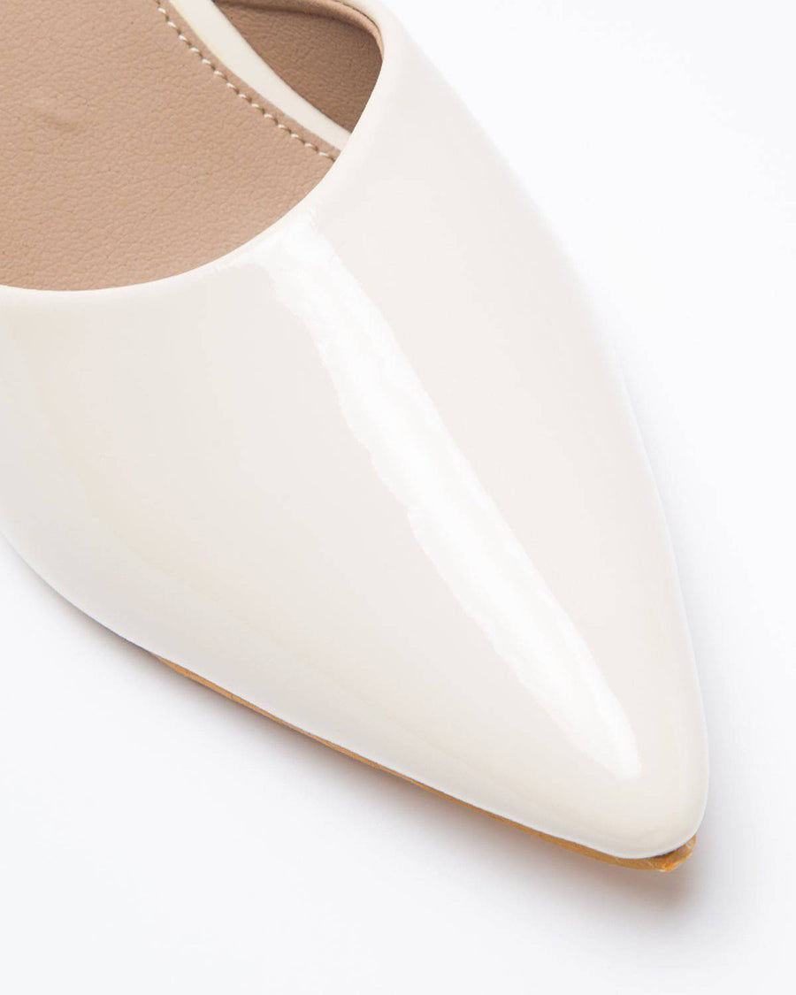 Windlust luxury cream solid mule heels, stylish women's shoes with a sleek design and comfortable block heel.