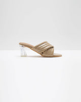 Super Cushioned Cross Strapped Heels - Nude Beige