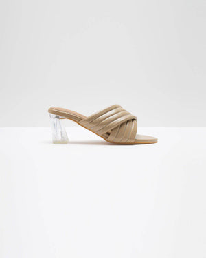 Super Cushioned Cross Strapped Heels - Nude Beige