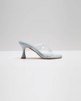 Transparent Cross Strapped Pumps - Light Metallic Blue
