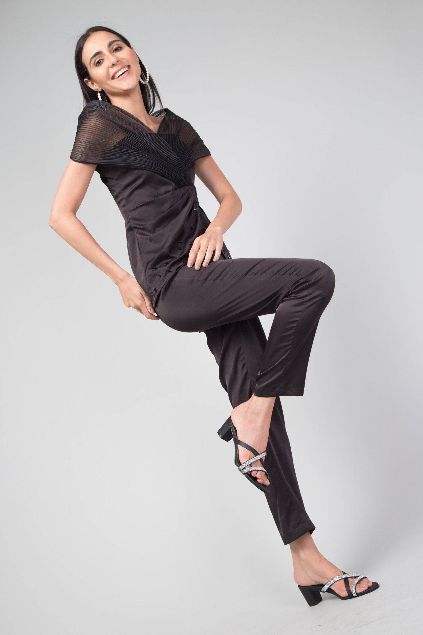 Tri Lace Embellished Heels - Matte Black - Windlust