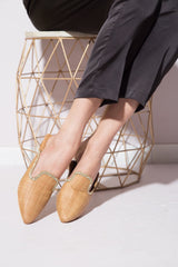 Fine Textured Beige Mules