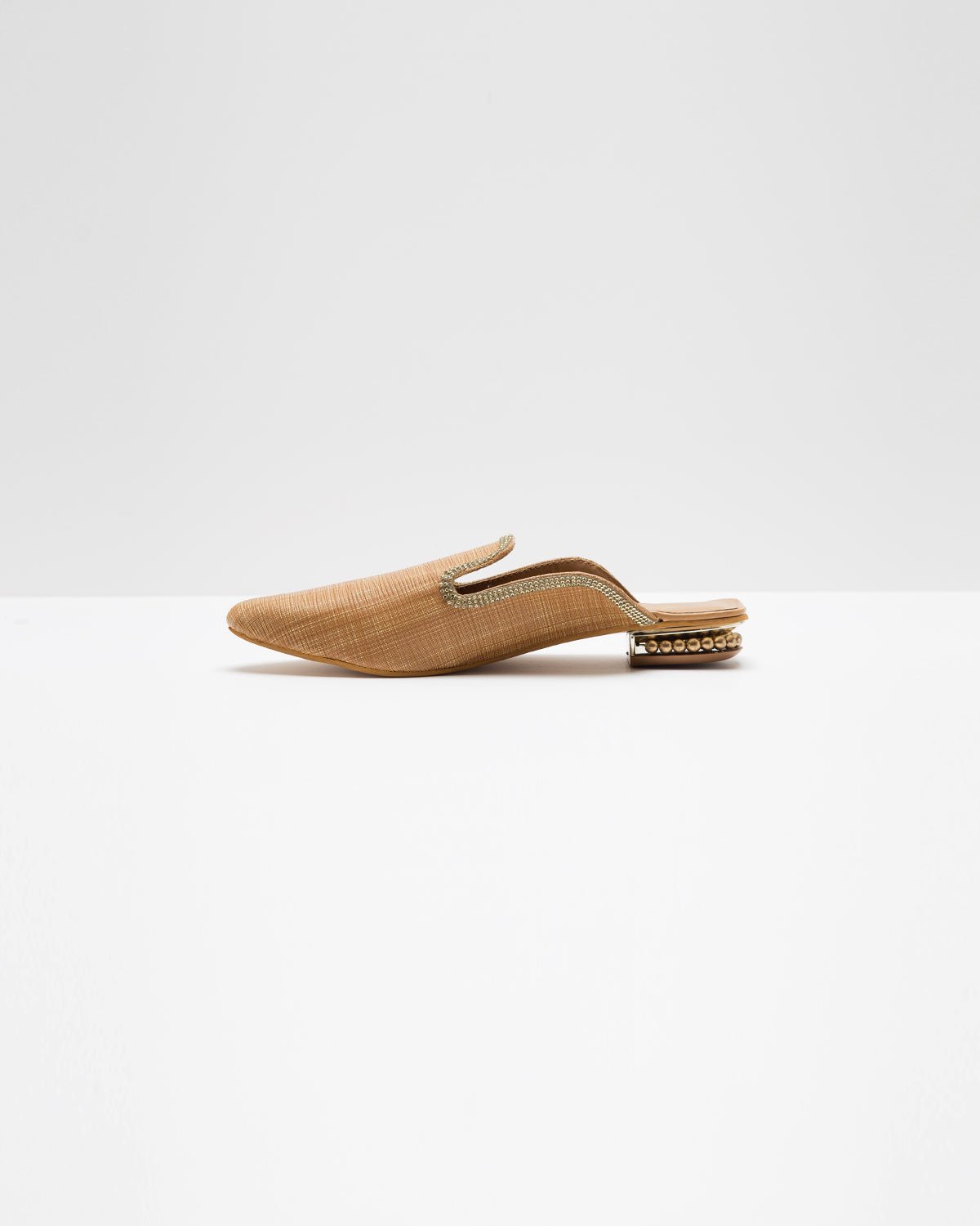 Fine Textured Beige Mules