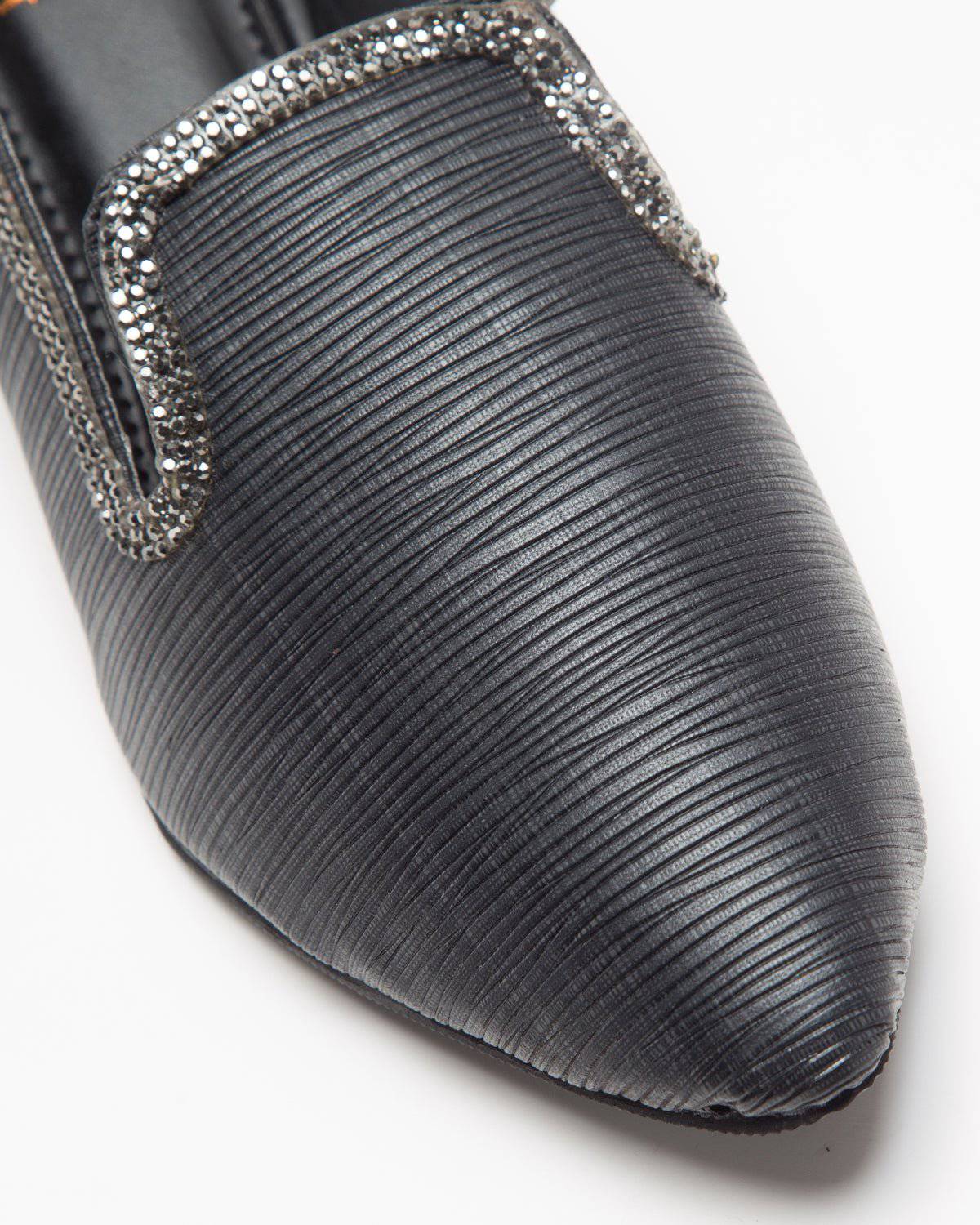 Fine Textured Black Mules