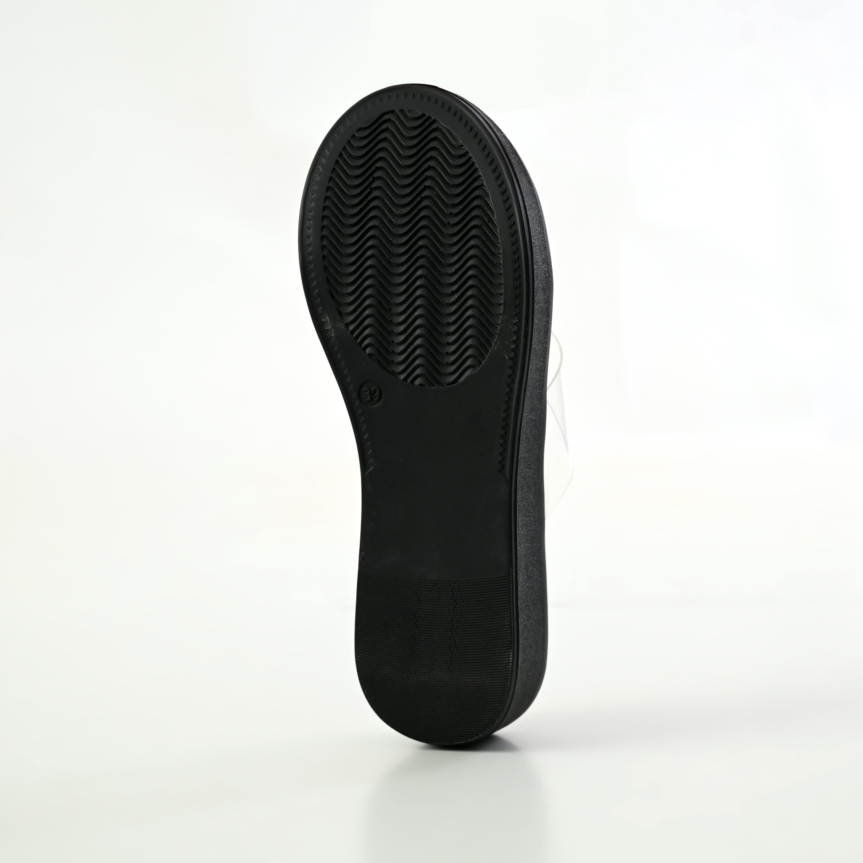 Black Clear X-Flow Wedge by Windlust, stylish wedge shoes with transparent design and comfortable fit.